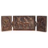 17TH CENTURY BRONZE TRIPTYCH OF THE DEPOSITION OF