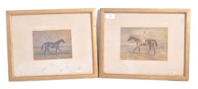 PAIR OF EARLY 20TH CENTURY HORSE RACING WATERCOLOUR PAINTINGS