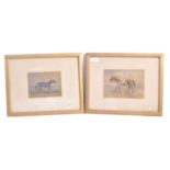 PAIR OF EARLY 20TH CENTURY HORSE RACING WATERCOLOUR PAINTINGS