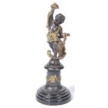 19TH CENTURY FRENCH ANTIQUE BRONZE FIGURINE OF A WINGED CHERUB