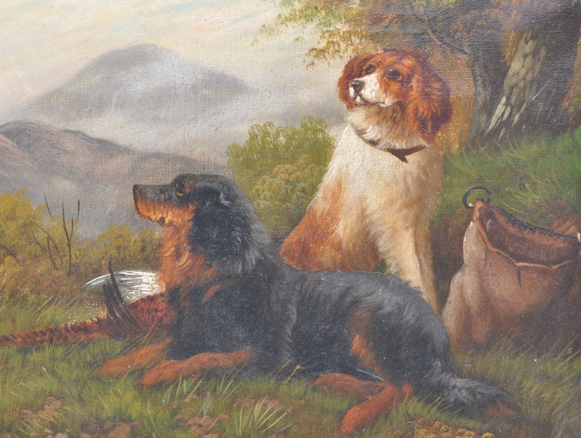 CHARMING 19TH CENTURY PAINTING OF DOGS - Image 4 of 5