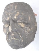 ANTIQUE EARLY CARVED STONE MEDIEVAL HEAD