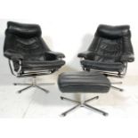 A pair of vintage retro 1970's Swedish black leath