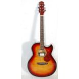 A Lindo electric and acoustic flat back guitar in