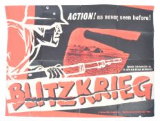 BLITZKRIEG - 1962 - RARE UK QUAD CINEMA POSTER FOR THE WWII MOVIE