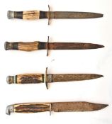 ASSORTED WWII ERA BONE HANDLED HUNTING BOOT KNIVES