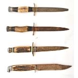 ASSORTED WWII ERA BONE HANDLED HUNTING BOOT KNIVES