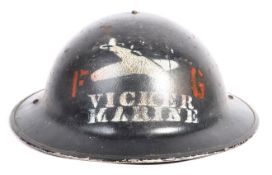 INCREDIBLY RARE WWII VICKER MARINE FACTORY BRODIE HELMET