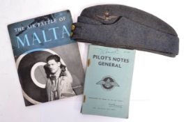 WWII RAF 1943 DATED CAP & RELATED EFFECTS - SPITFIRE PILOT IN MALTA
