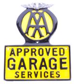 ENAMEL METAL AA APROVED GARAGE SERVICES PAINTED SIGN