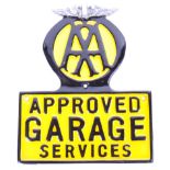 ENAMEL METAL AA APROVED GARAGE SERVICES PAINTED SIGN