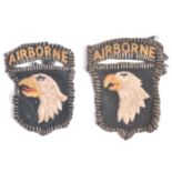 TWO WWII SECOND WORLD WAR 101ST AIRBORNE CLOTH PATCHES