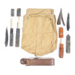 COLLECTION OF ASSORTED WWI & WWII SHAVING ITEMS - RAZORS ETC