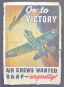 WWII ' ON TO VICTORY - AIR CREWS WANTED ' RECRUITMENT POSTER