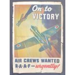 WWII ' ON TO VICTORY - AIR CREWS WANTED ' RECRUITMENT POSTER