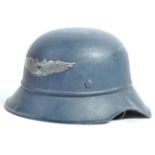 ORIGINAL WWII GERMAN NAZI ' LUFTSCHUTZ ' GLADIATOR HELMET IN BLUE