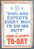 RARE ORIGINAL WWI FIRST WORLD WAR RECRUITMENT POSTER