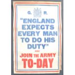 RARE ORIGINAL WWI FIRST WORLD WAR RECRUITMENT POSTER