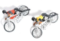 PAIR OF EARLY 1930'S JOHILLCO LEAD SPEEDWAY MOTORCYCLE FIGURES