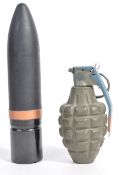 1980'S BRITISH ARMY RUBBER BULLET ROUND & HAND GRENADE