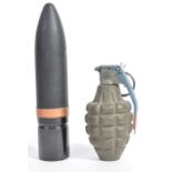 1980'S BRITISH ARMY RUBBER BULLET ROUND & HAND GRENADE