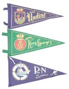 COLLECTION OF VINTAGE ROYAL NAVY PENNANT FLAGS - UNDINE ETC