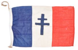 RARE WWII FRENCH RESISTANCE MOVEMENT DEFACED FLAG