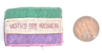 RARE ' VOTES FOR WOMEN ' SUFFRAGETTE CLOTH ARM PATCH & PENNY