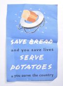 RARE ORIGINAL ' SAVE BREAD SERVE POTATOES ' WWII POSTER