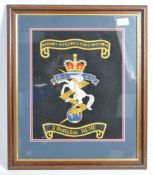 BRITISH REME BULLION WIRE EMBLEM FRAMED EMBROIDERY