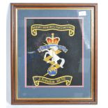 BRITISH REME BULLION WIRE EMBLEM FRAMED EMBROIDERY