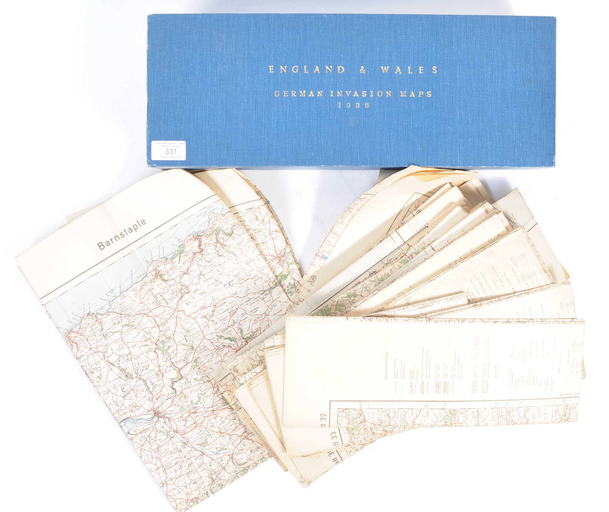 RARE WWII COMPLETE SET OF GERMAN INVASION MAPS OF WALES & ENGLAND
