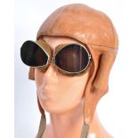 RARE ORIGINAL WWI RFC FLYING CORPS HELMET & ANTI-GLARE GOGGLES