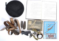 COLLECTION OF ASSORTED WWII ITEMS - SAM BROWNE BELT ETC