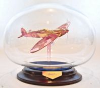 CONTEMPORARY GLASS SCULPTED MODEL OF A WWII SPITFIRE PLANE