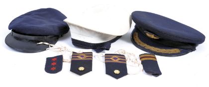 COLLECTION OF WWII RELATED NAVAL UNIFORM ITEMS - HATS ETC