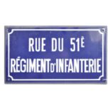 ORIGINAL WWII FRENCH STREET SIGN - 51ST INFANTRY REGIMENT