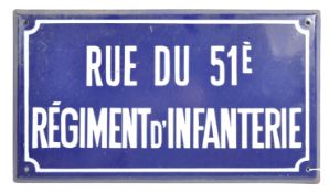 ORIGINAL WWII FRENCH STREET SIGN - 51ST INFANTRY REGIMENT