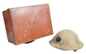 RARE WWI BRODIE HELMET WITH COVER - BELONGING TO BARON DE MAULEY