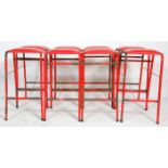 A good set of 8 mid Century retro red painted tubular metal Industrial / school  lab - laboratory