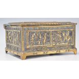 A 19th Century Victorian brass Gothic / medieval style casket / desktop dox having intricate