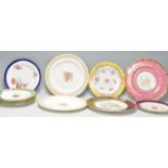 A good collection of hand painted cabinet plates dating from the 19th Century Victorian era to