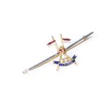 A 15ct bar-mounted regimental brooch in gold, platinum and enamels for the Lancers Regiment. The