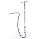 A believed Victorian 19th century silver albert chain with unusual cross over linkage complete