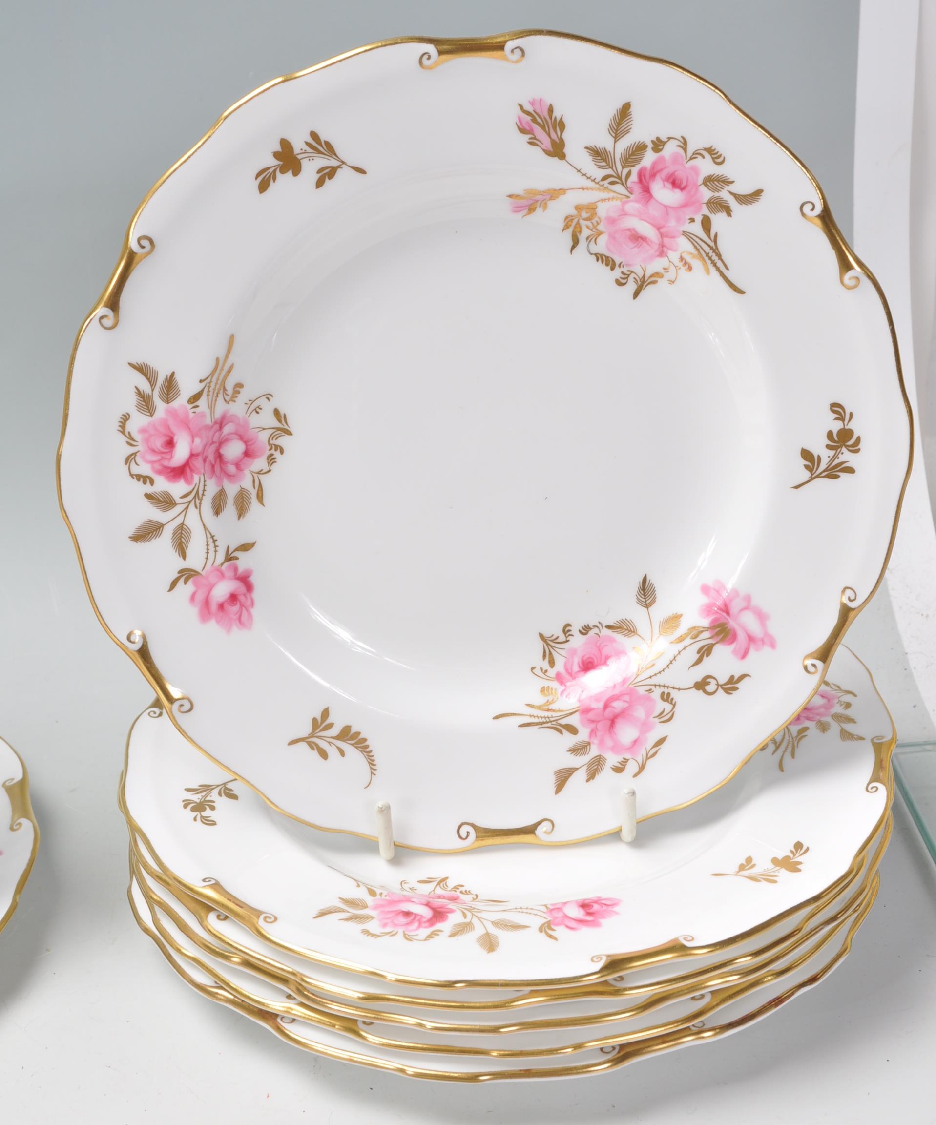 A group of Fine Bone English China plates by Royal Crown Derby in Pinxton Roses pattern with hand - Image 5 of 9