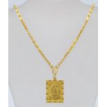 A fantastic Hong Kong hallmarked 9999 22ct gold necklace pendant of heavy rectangular form having