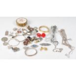 A good collection of silver and costume jewellery to include a silver ingot pendant, multiple