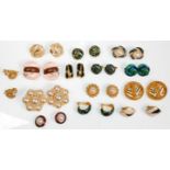 A good collection of fourteen pairs of ladies designer clip on earrings to include a pair of