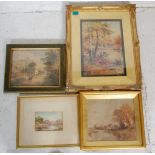 A group of four framed and glazed watercolour paintings dating from the 19th Century Victorian era