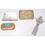 A collection of vintage items to include a 1930's civil service motoring badge, a WWI soldier's gift